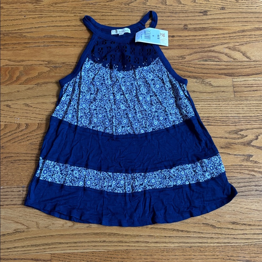 Rewind Deep Blue Knit Tank